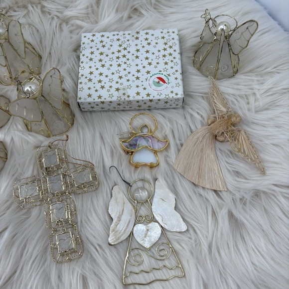 Vtg Lot Capitz Angel Ornaments Christmas Lightweight Music Horn Tambourine - Picture 9 of 9